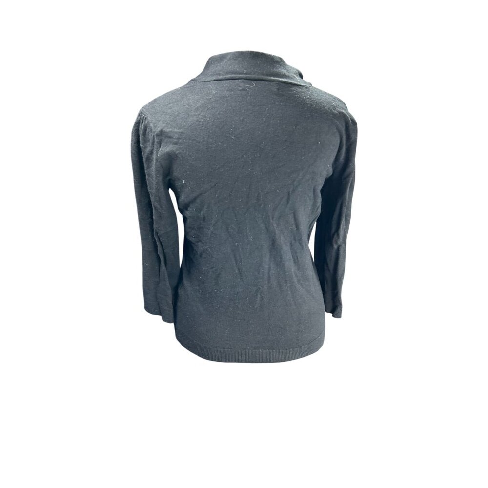 7th Avenue Design Studio Black Lightweight Long-Sleeve Open Cardigan Sweater Wit - Picture 4 of 10